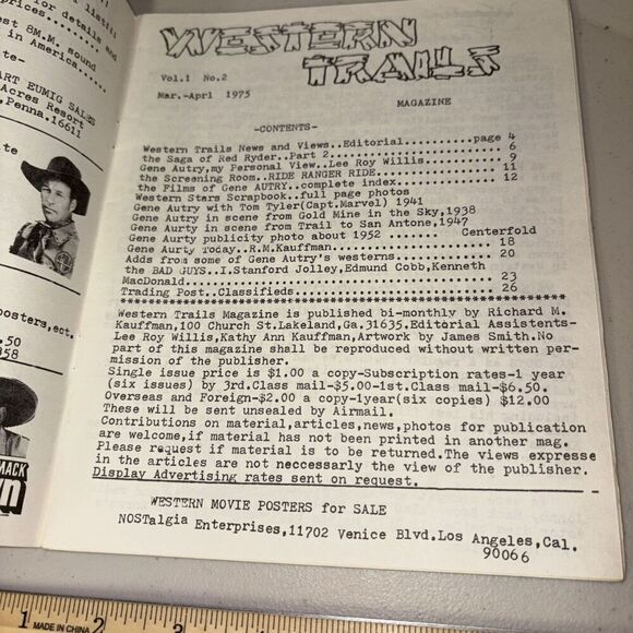 Issue 2 Western Trails Magazine: Gene Autry Vintage 1975 Cowboy Films Tom Tyler - Picture 2 of 5